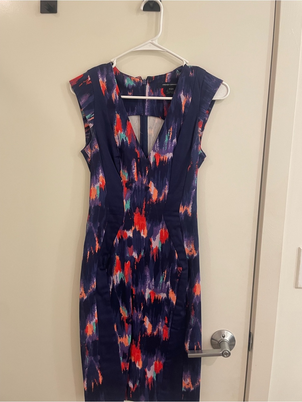French Connection Navy Abstract Print Midi Dress